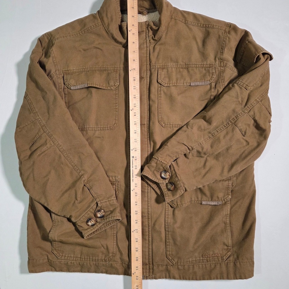 Cabelas Chore Jacket Mens XL Canvas Sherpa Lined Field Coat Brown - Picture 4 of 12